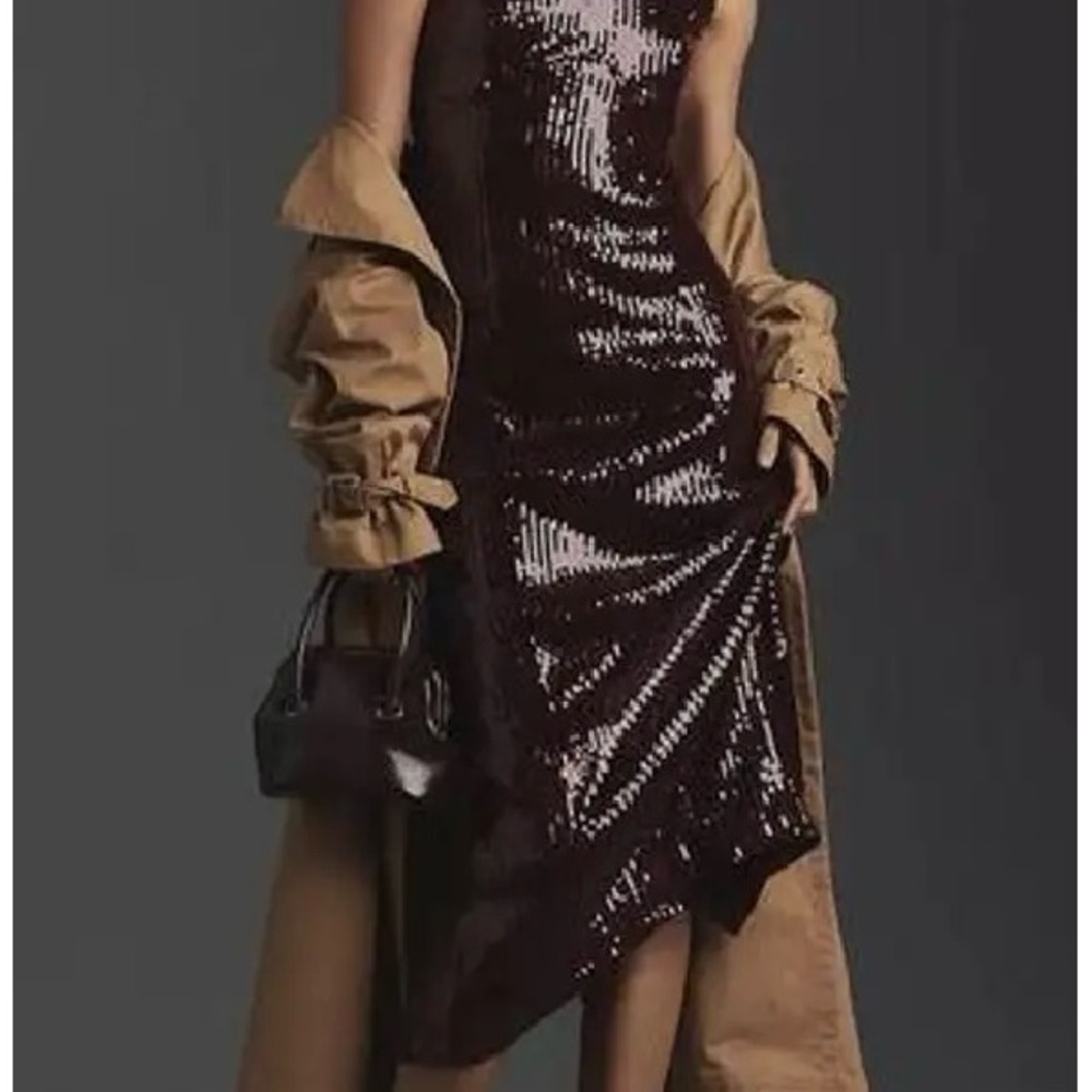 Anthropologie NWT Pilcro Sequin Slim Midi Dress size
Large in Plum